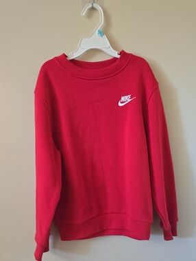 Nike Kids's Bright Red Crewneck Sweatshirt with White Logo